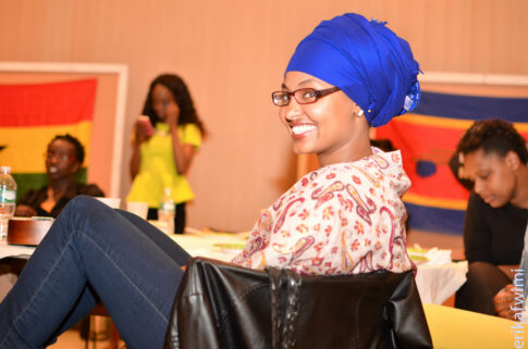Sadia Hassan at a podium