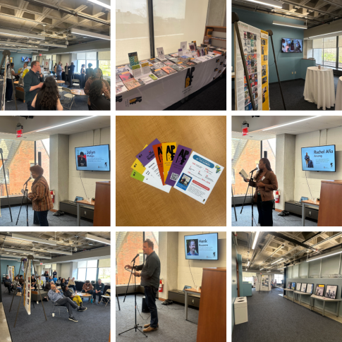Photo collage from the April 2026 African Poetry Book Fund Open House event, hosted in Brown University's Racial Justice Resource Center.