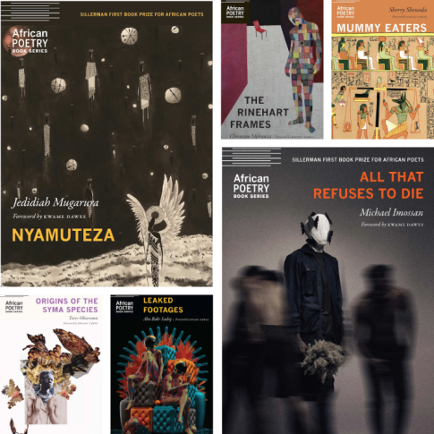 Book covers from previous winners of the Sillerman Prize for African Poetry.